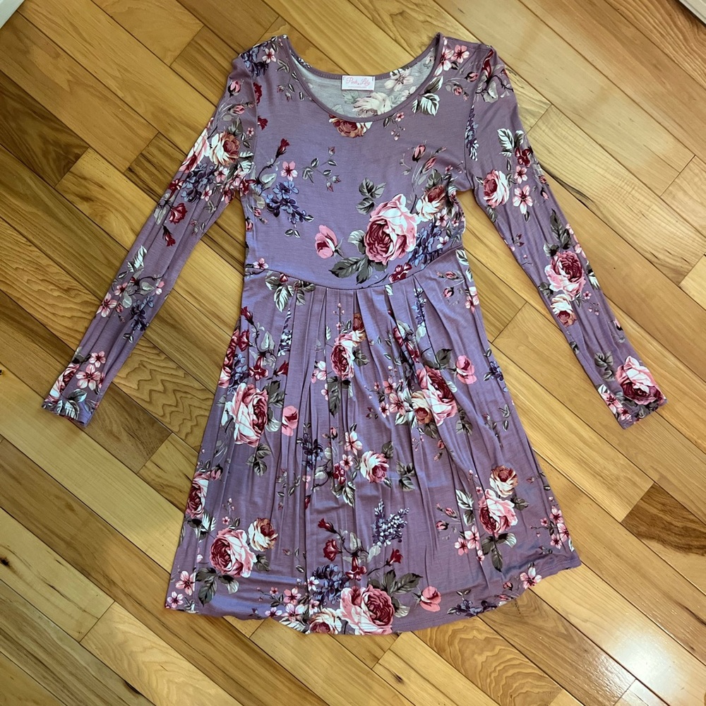 Pink Lilly Juniors Purple Floral Dress : Size Small